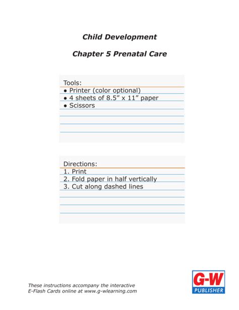 Chapter 5: Prenatal Care Flashcards .